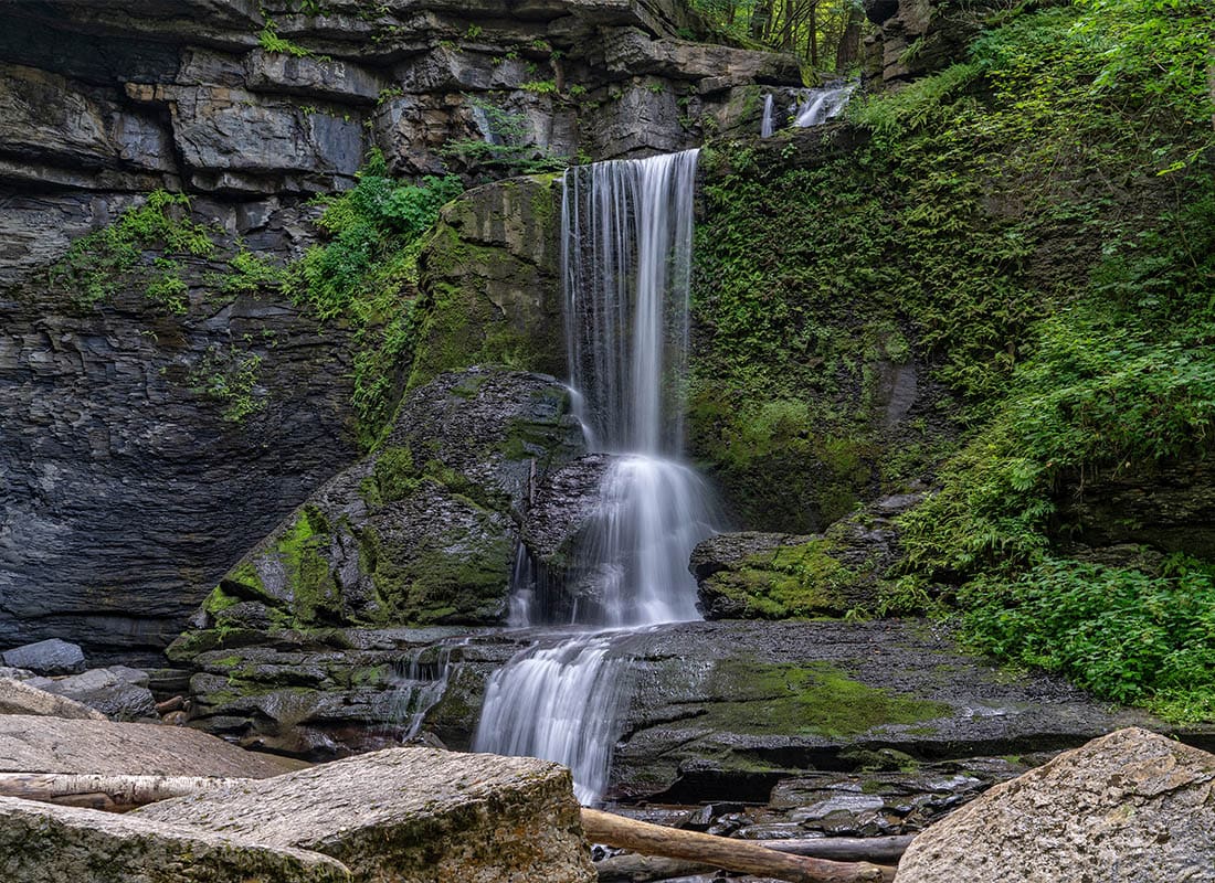Moravia, NY - Beautiful Scenic View of Cowshed Falls at Fillmore Glen State Park