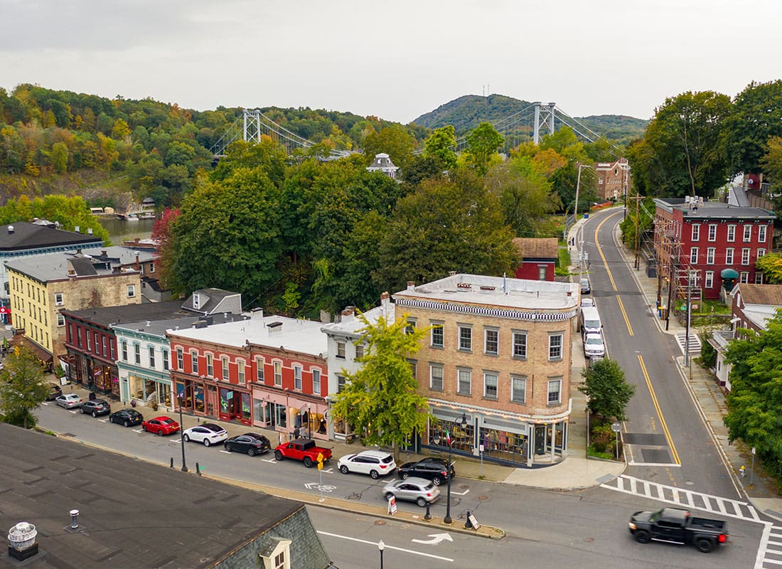Waterville, NY - Aerial View Over Broadway Street South Kingston New York